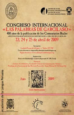 Afiche del Congreso Internacional Las palabras de Garcilaso